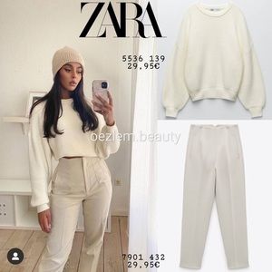 Zara high waisted cream trousers